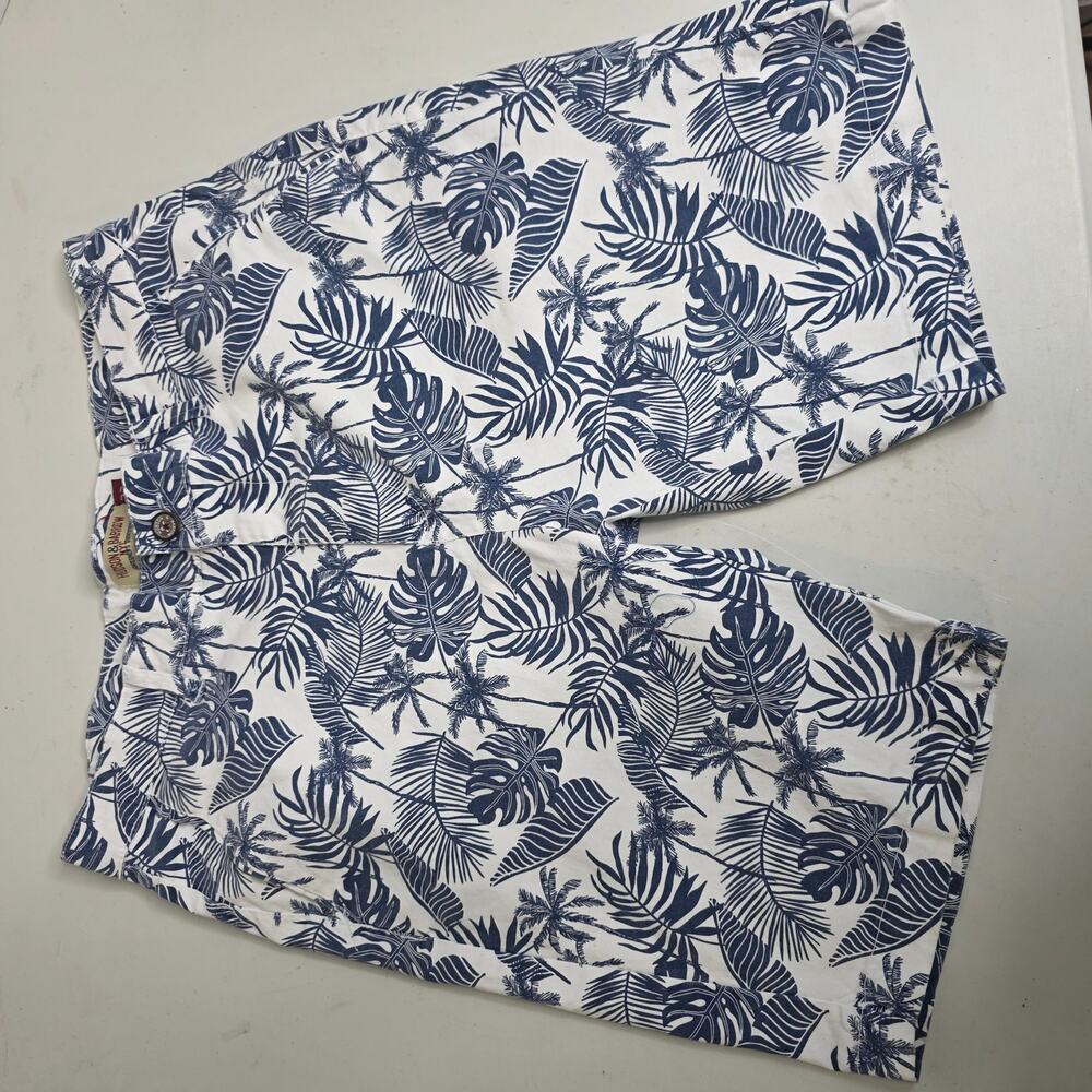 Hudson & Barrow NYC Gentleman Outfitters White Blue tropical print Shorts, Men's